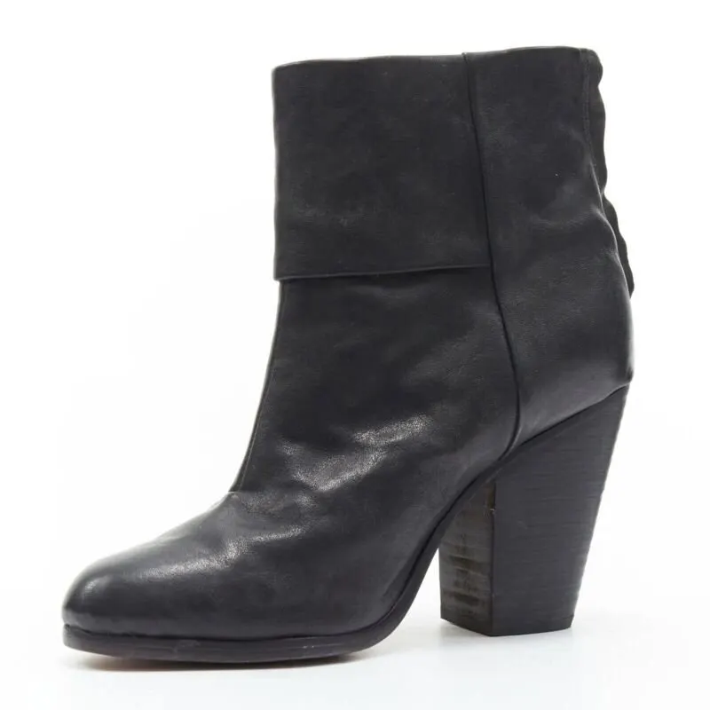 Rag & Bone Chunky Heel Western Boots Black Leather Very good - Model View