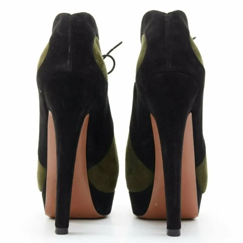 Alaïa Lace Platform Ankle Boots Black Leather Very good - Box View