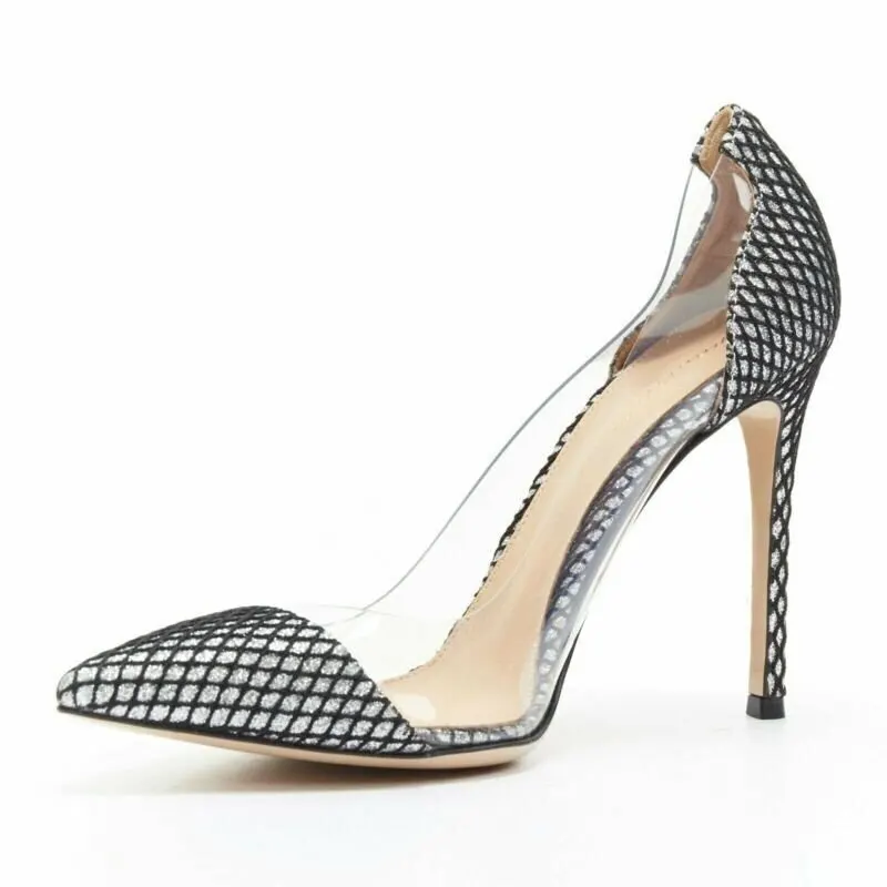 Gianvito Rossi Gianvito Rossi Plexi Silver Leather Never worn - Model View