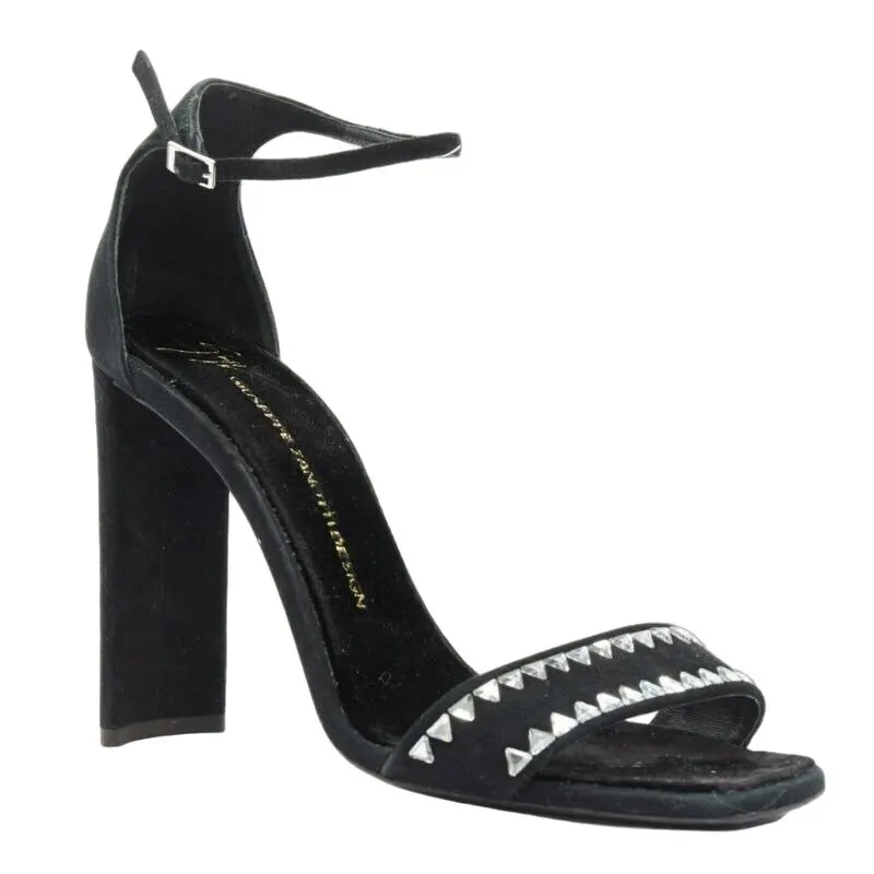 Giuseppe Zanotti Crystal Sandals Black Leather Very good - Front View