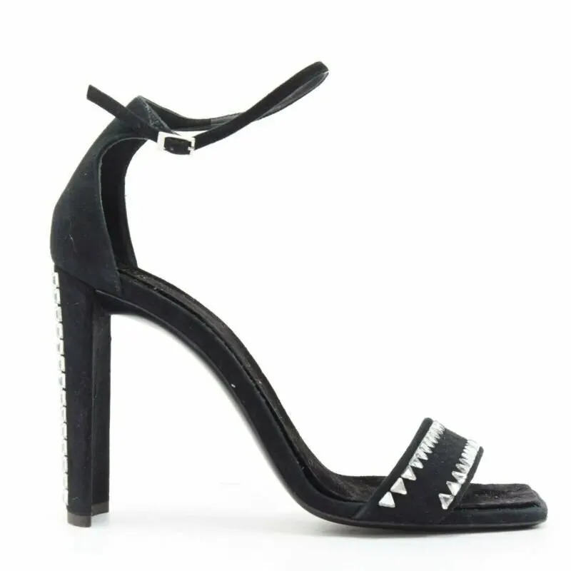 Giuseppe Zanotti Crystal Sandals Black Leather Very good - Back View
