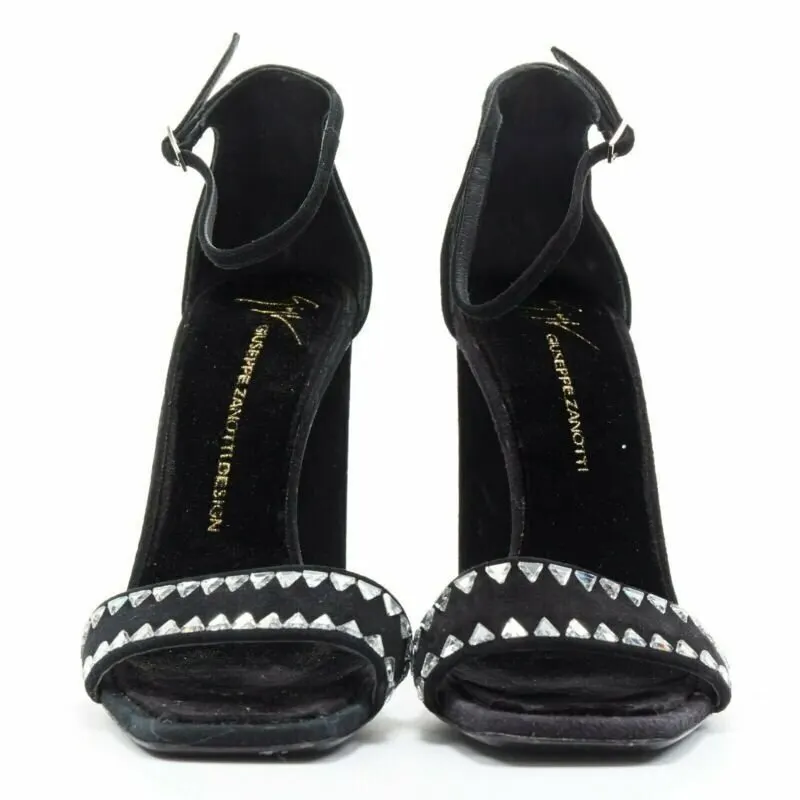 Giuseppe Zanotti Crystal Sandals Black Leather Very good - Inside View