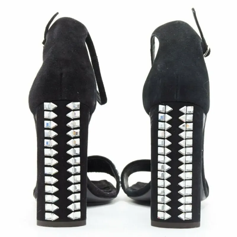 Giuseppe Zanotti Crystal Sandals Black Leather Very good - Box View