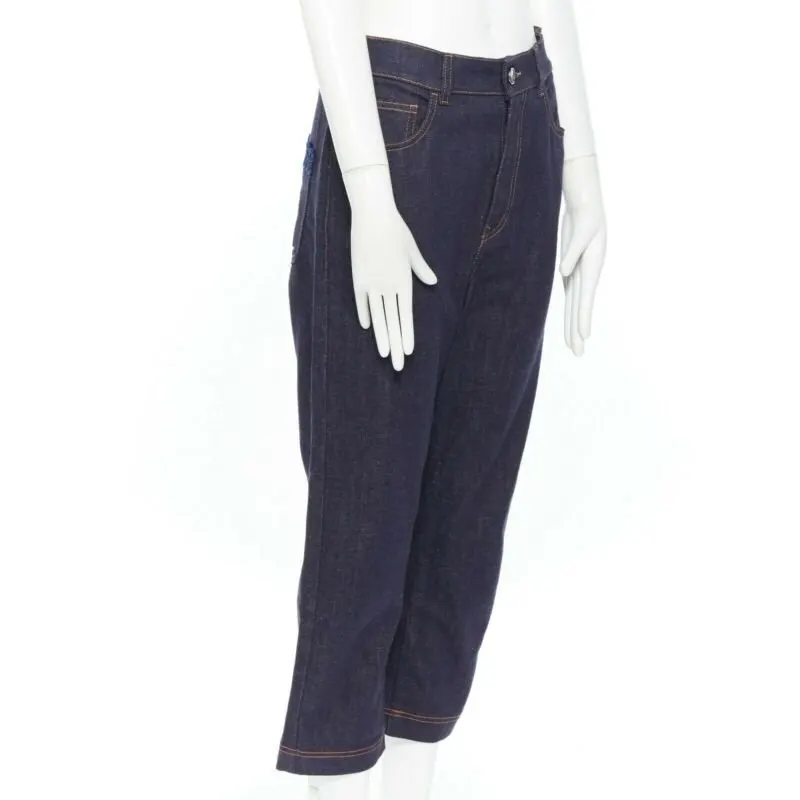 Fendi Heart Embroidery Jeans Blue Cotton Very good - Model View