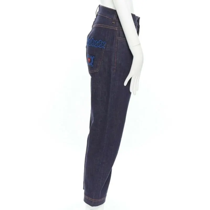 Fendi Heart Embroidery Jeans Blue Cotton Very good - Box View