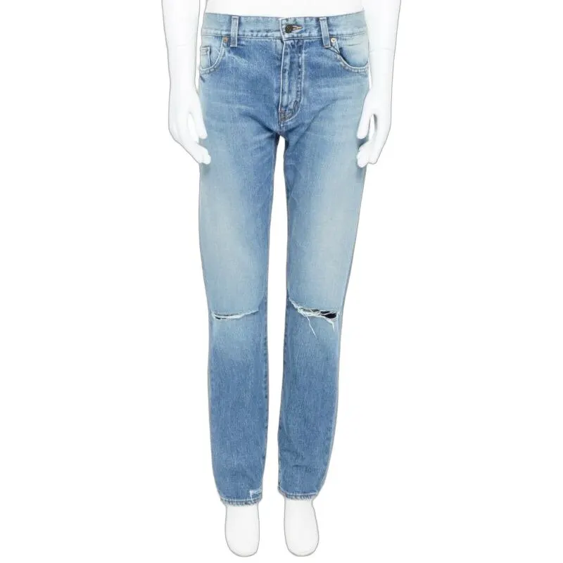 Saint Laurent Blue Cotton Jeans Blue Cotton Never worn, with tag - Front View