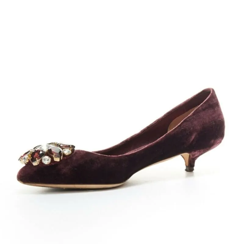 Dolce & Gabbana Velvet Crystal Pumps Purple Velvet Good - Model View
