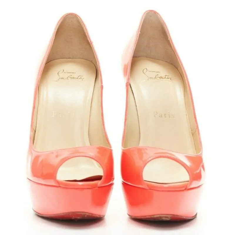 Christian Louboutin Hot Pink Platforms Pink Leather Good - Inside View