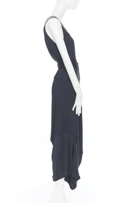 Victoria Beckham Satin Collar Dress Black Viscose Never worn, with tag - Model View