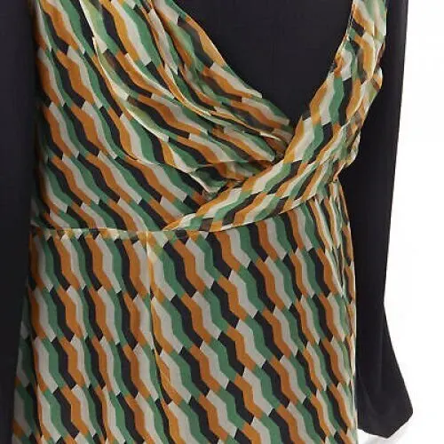 Dries Van Noten Geometric Layered Top Black Silk Very good - Back View
