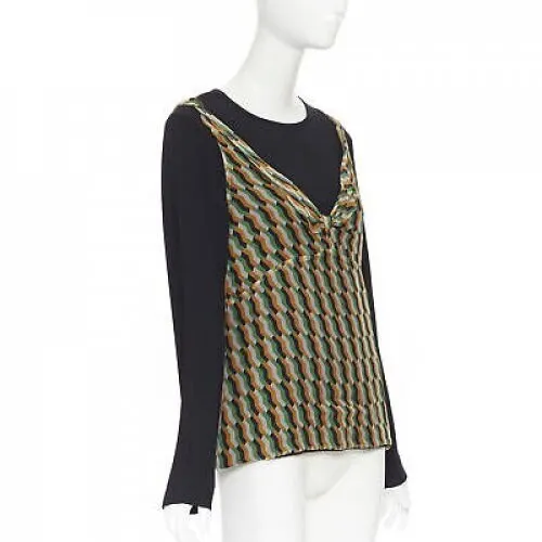 Dries Van Noten Geometric Layered Top Black Silk Very good - Inside View