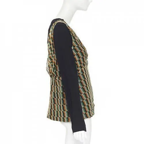 Dries Van Noten Geometric Layered Top Black Silk Very good - Model View
