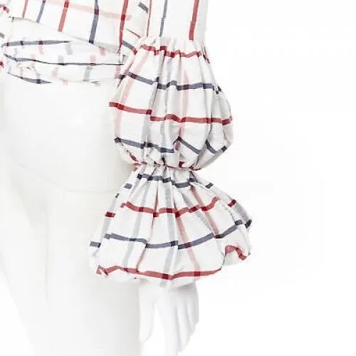 Rosie Assoulin Checked Wrap Top White Cotton Never worn, with tag - Back View