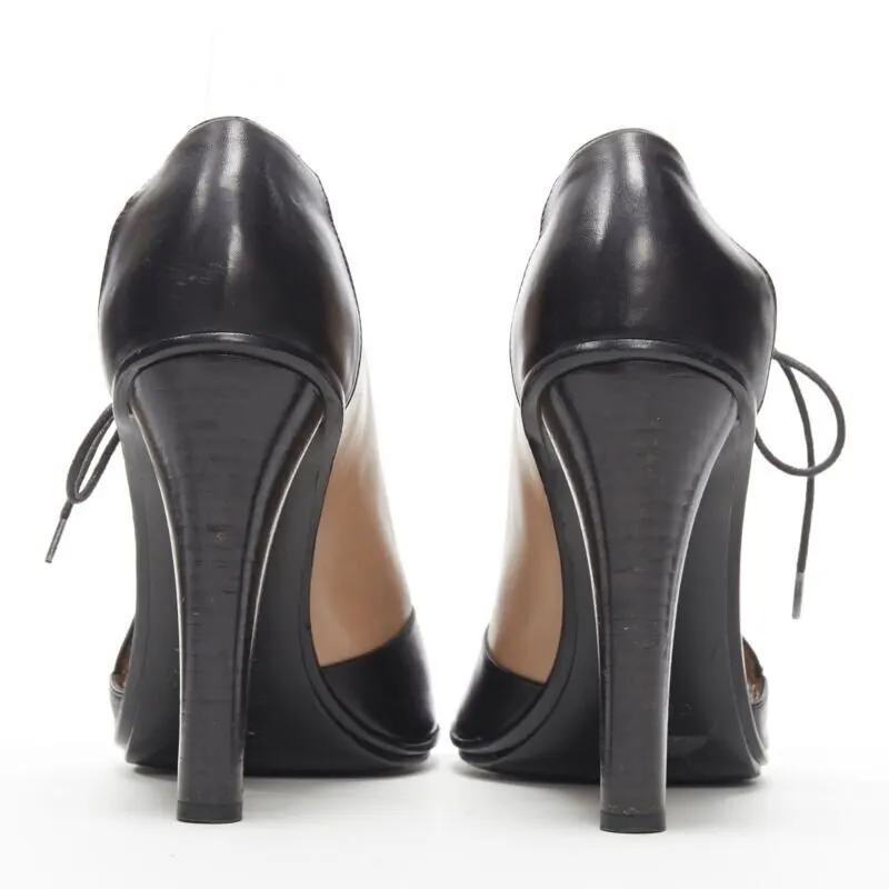 Celine Lace Open Side Booties Black Leather Good - Box View