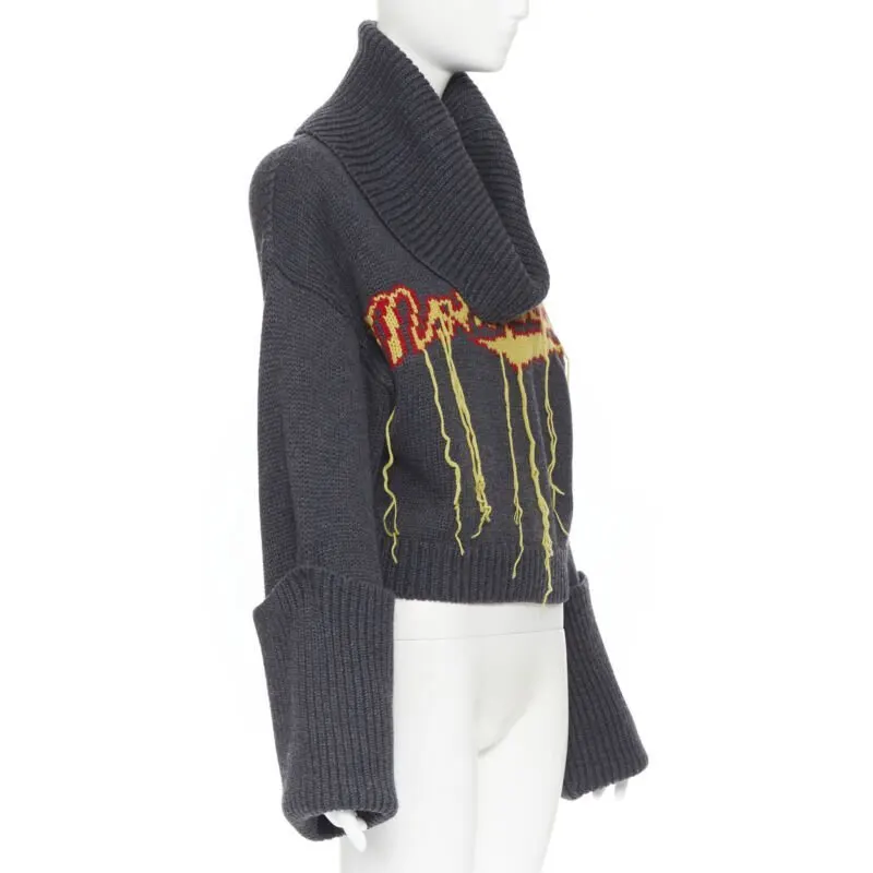 Monse Fringe Knit Sweater Grey Wool Never worn, with tag - Inside View