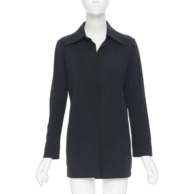 Gucci Wide Collar Shirt Black Polyester Good - Front View