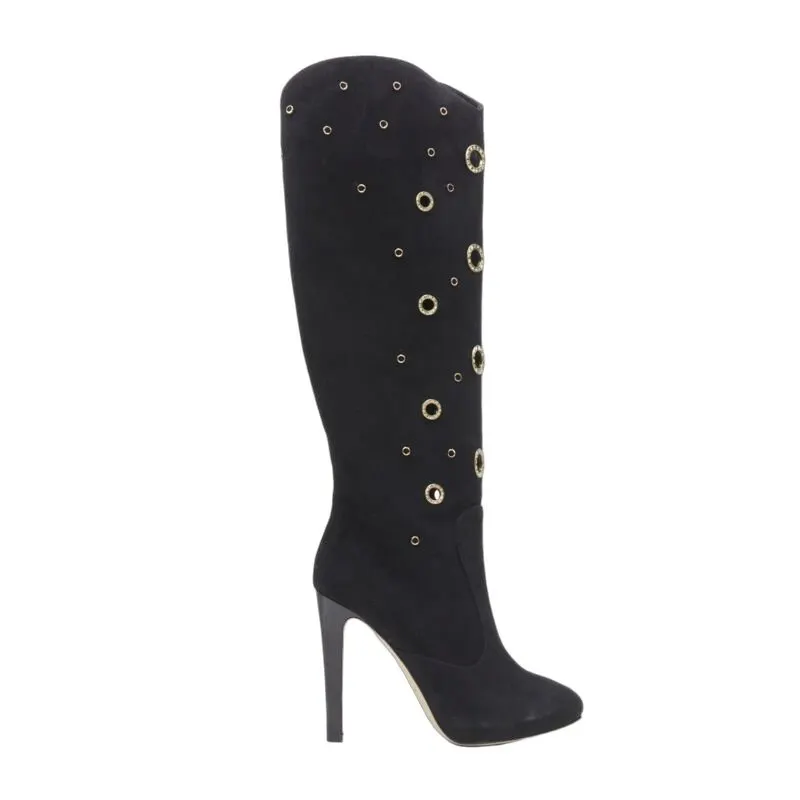 Giuseppe Zanotti Pantashoe Logo Heel Boots Black Suede Very good - Front View