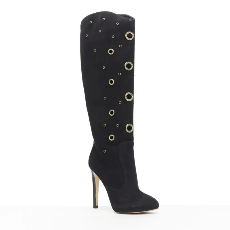 Giuseppe Zanotti Pantashoe Logo Heel Boots Black Suede Very good - Back View