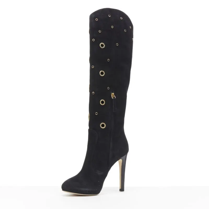 Giuseppe Zanotti Pantashoe Logo Heel Boots Black Suede Very good - Model View