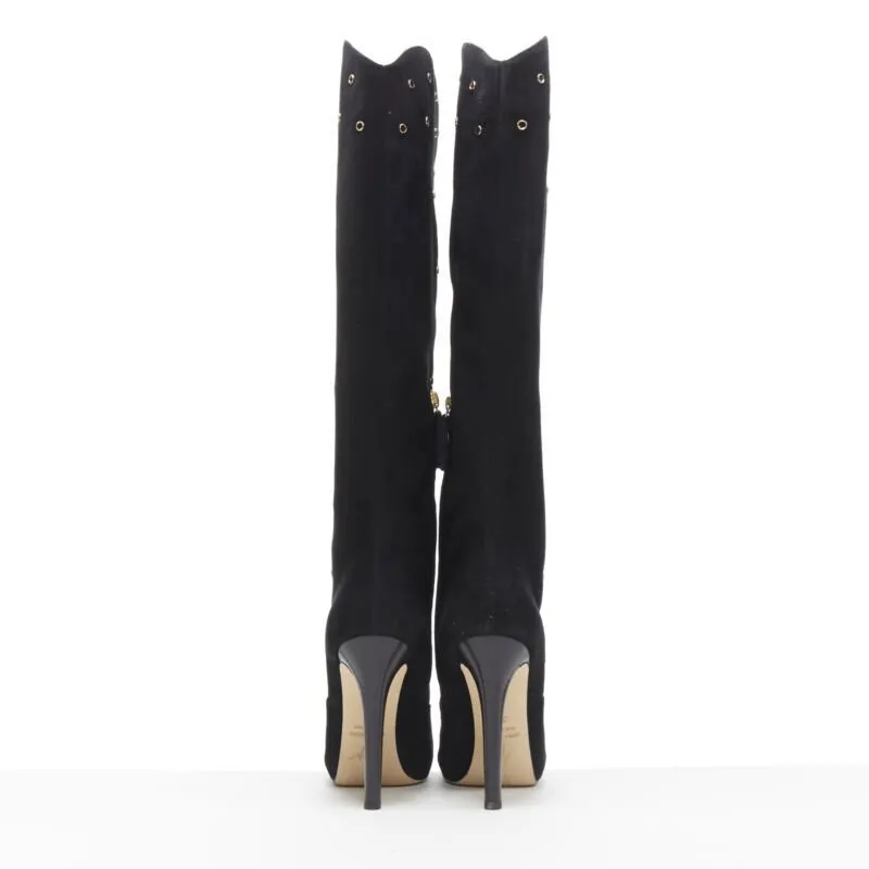 Giuseppe Zanotti Pantashoe Logo Heel Boots Black Suede Very good - Box View