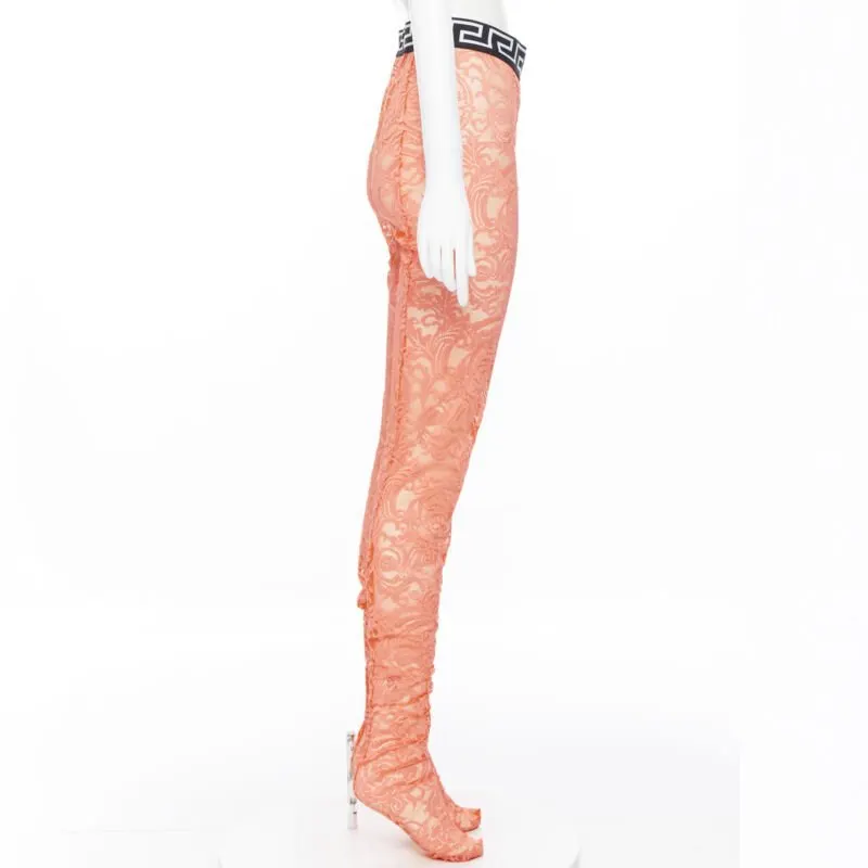 Versace Lace tights Blue Lace Never worn, with tag - Model View