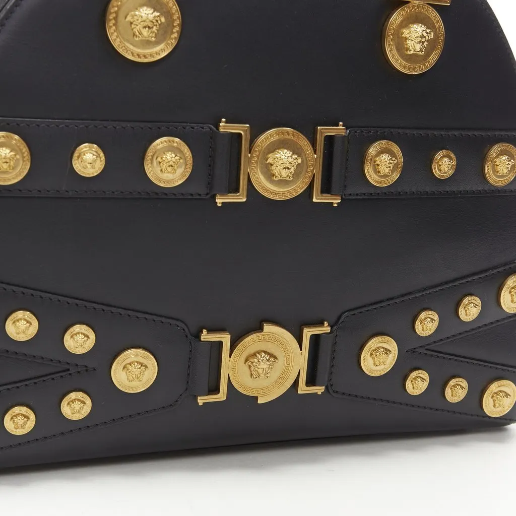 Versace Tribute Medallion Bowling bag Black Leather Never worn, with tag - Back View