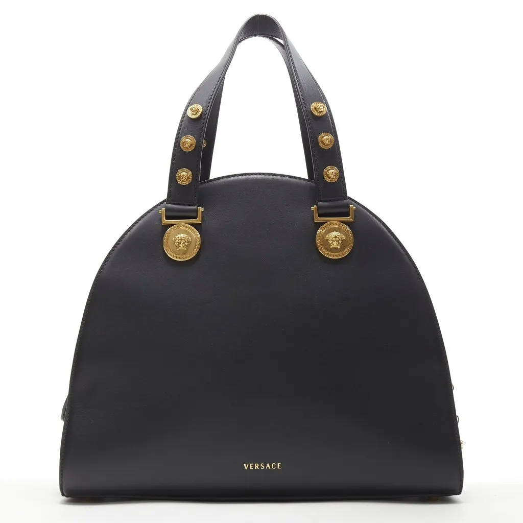 Versace Tribute Medallion Bowling bag Black Leather Never worn, with tag - Box View