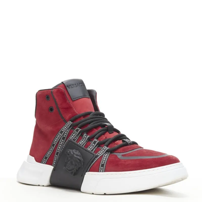 Versace Zucca Heel Sneakers Red Suede Good - Back View