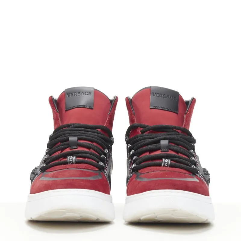 Versace Zucca Heel Sneakers Red Suede Good - Inside View