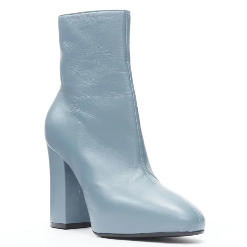 Dries Van Noten Floral paint bootie Blue Leather Very good - Model View