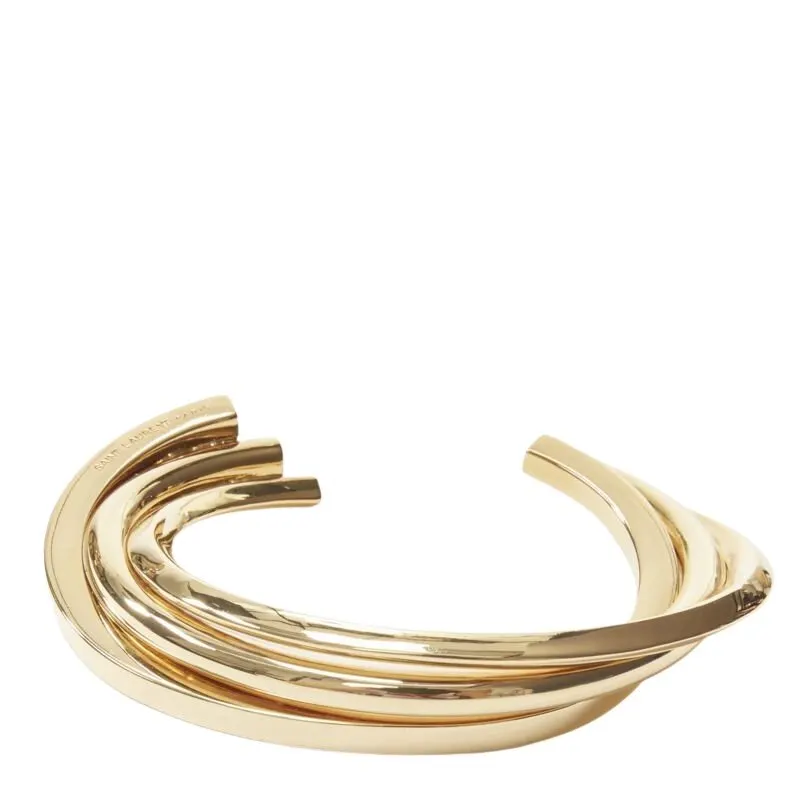Saint Laurent Triple twist cuff Gold Metal Very good - Front View