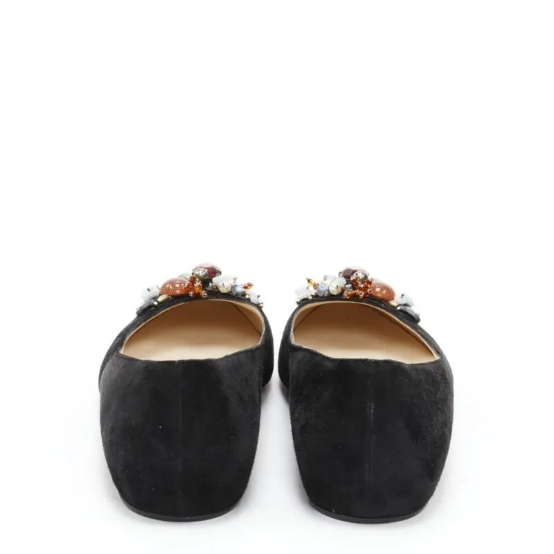 Christian Louboutin Embellished suede flats Black Suede Very good - Box View