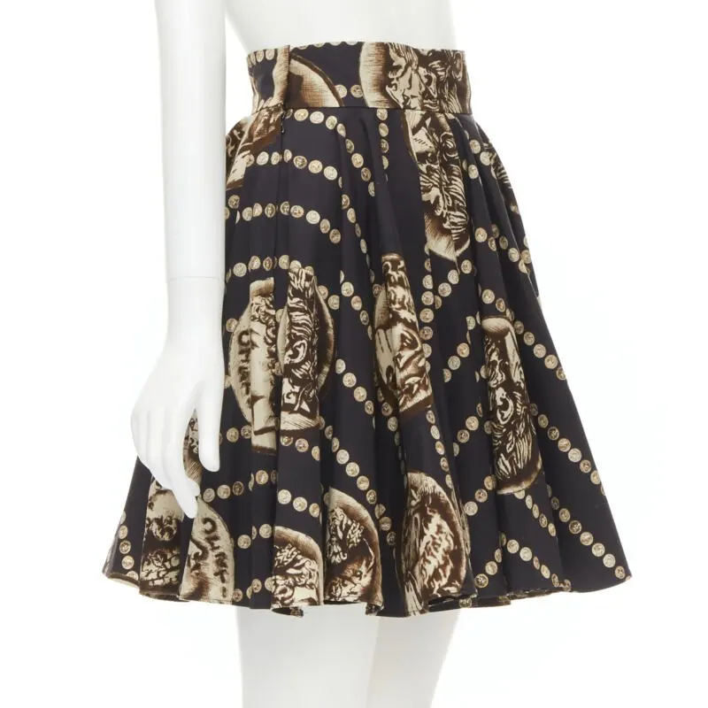 Dolce & Gabbana Coin Flared Skirt Black Cotton Never worn - Inside View