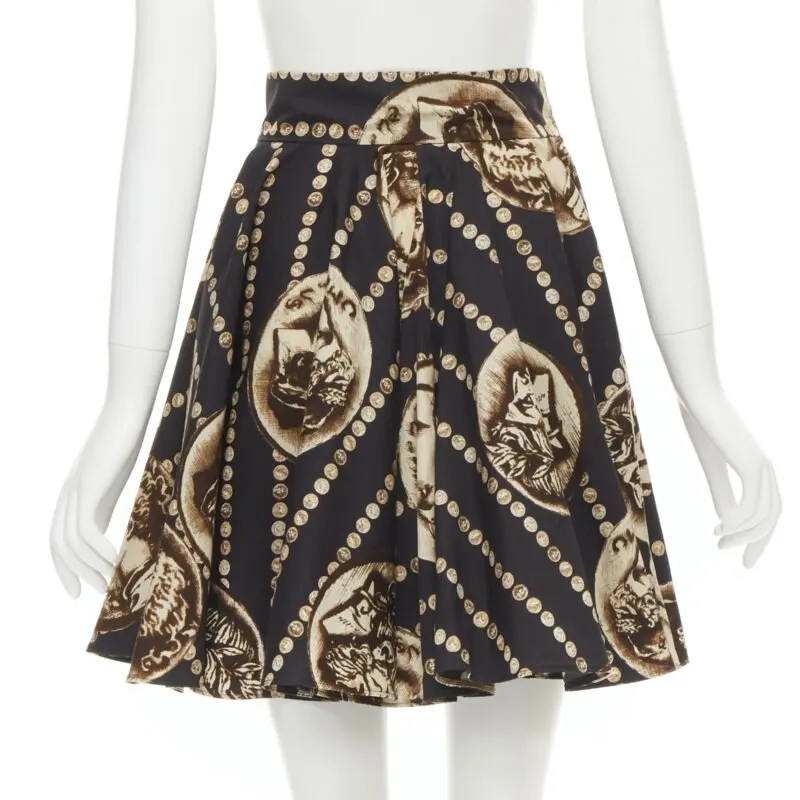Dolce & Gabbana Coin Flared Skirt Black Cotton Never worn - Box View