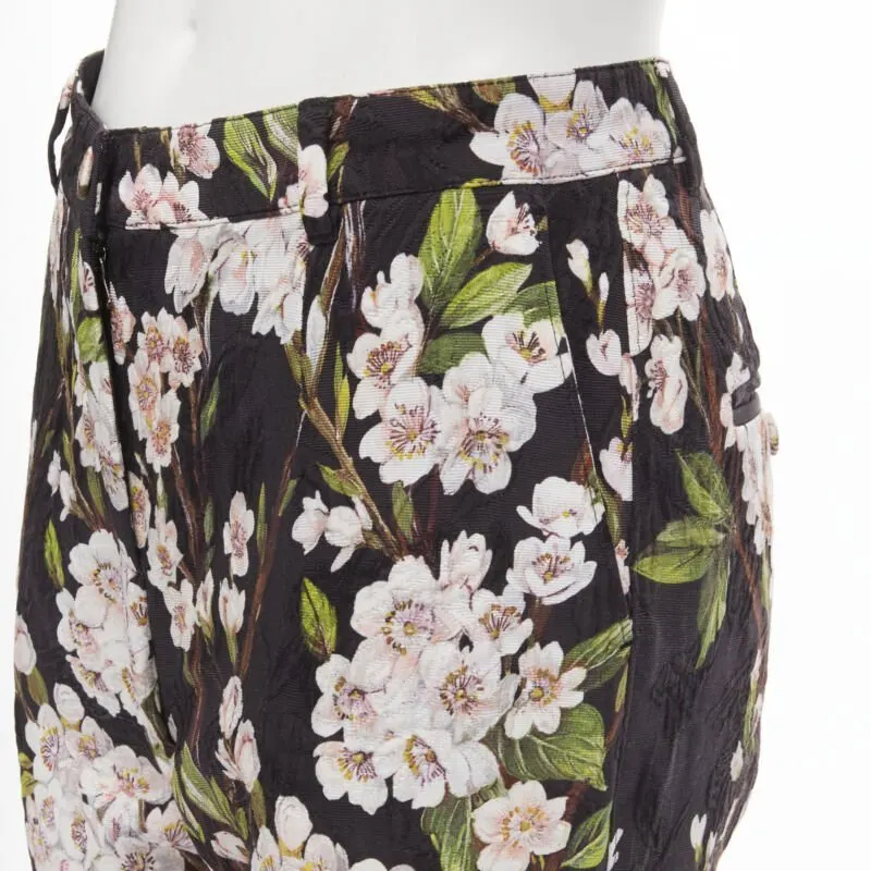 Dolce & Gabbana Floral Jacquard Pants Black Cotton Never worn - Back View