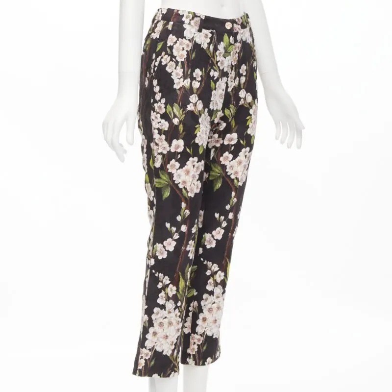 Dolce & Gabbana Floral Jacquard Pants Black Cotton Never worn - Inside View