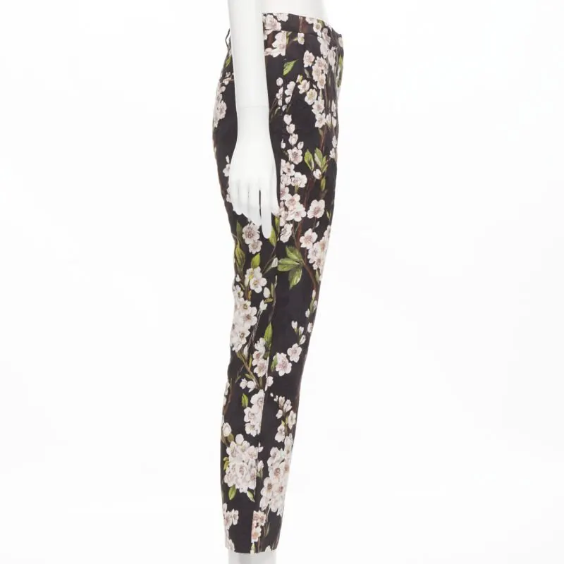 Dolce & Gabbana Floral Jacquard Pants Black Cotton Never worn - Model View