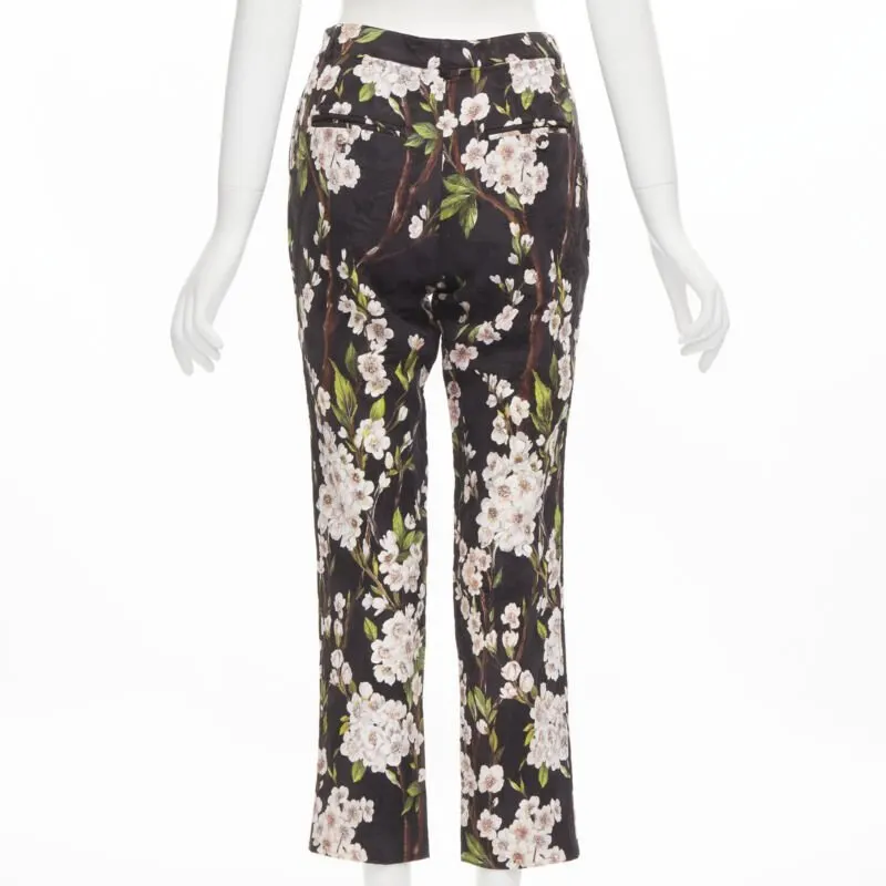 Dolce & Gabbana Floral Jacquard Pants Black Cotton Never worn - Box View