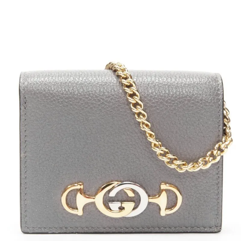 Gucci Grey Leather Wallet Grey Leather Never worn, with tag - Front View