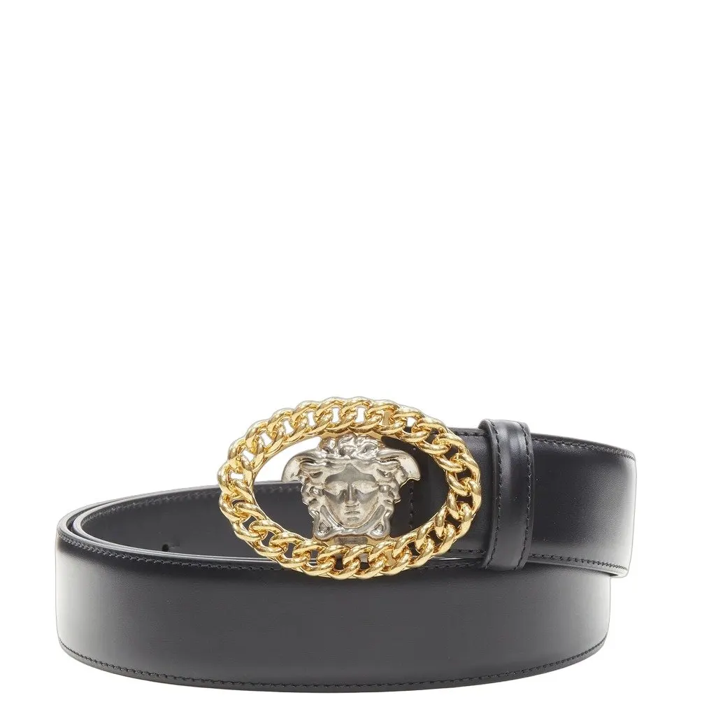 Versace DCU7828 DVTP1 D41TP Black Leather Never worn, with tag - Front View