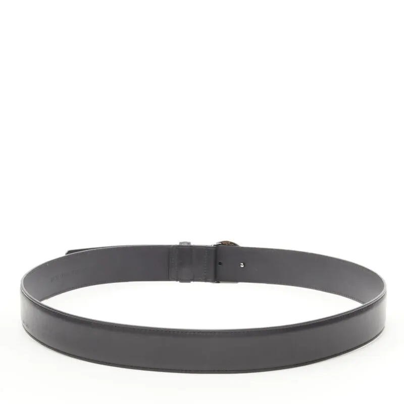 Versace Gold Chunky Chain Belt Black Leather Never worn - Model View
