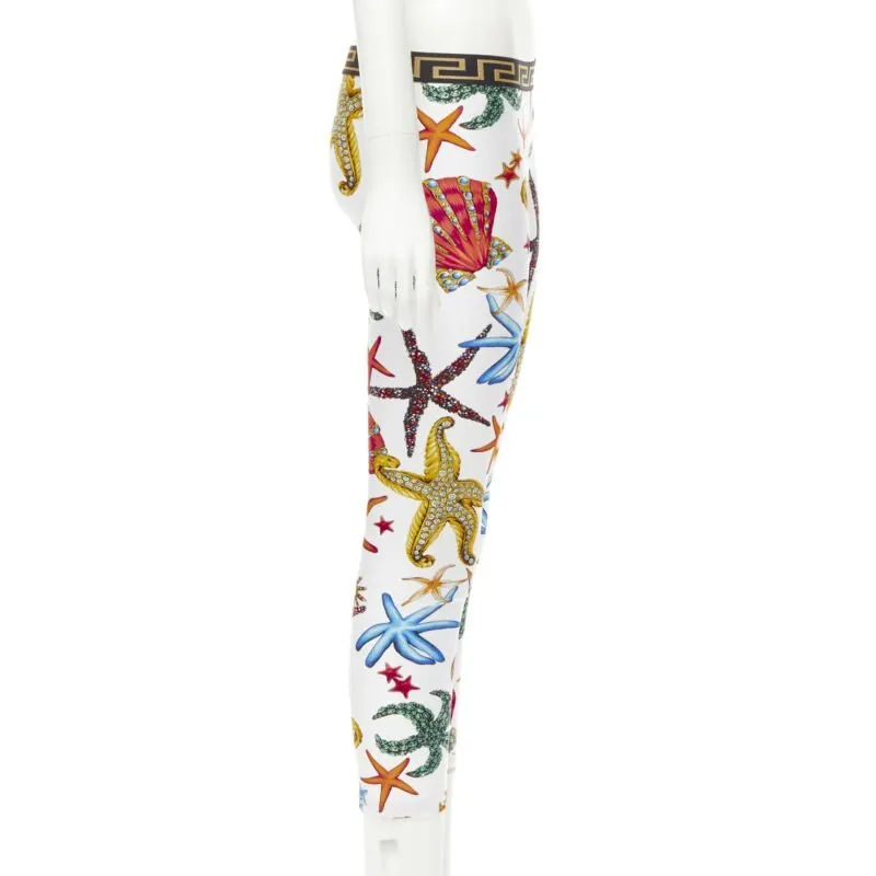Versace Kids Greca Leggings MultiColor Polyamide Never worn, with tag - Model View