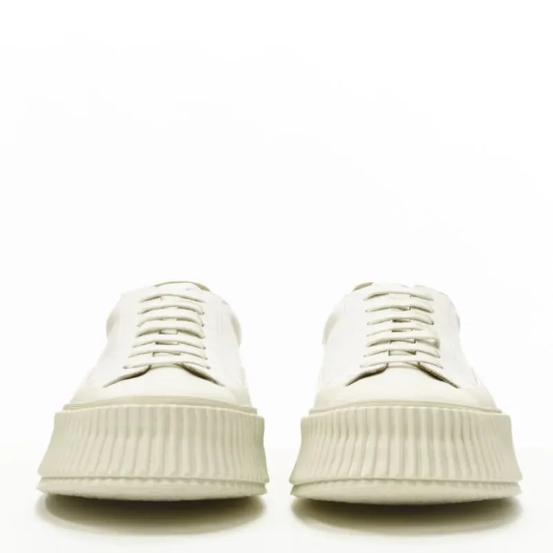 Jil Sander Beige Platform Sneakers Beige Leather Never worn - Inside View