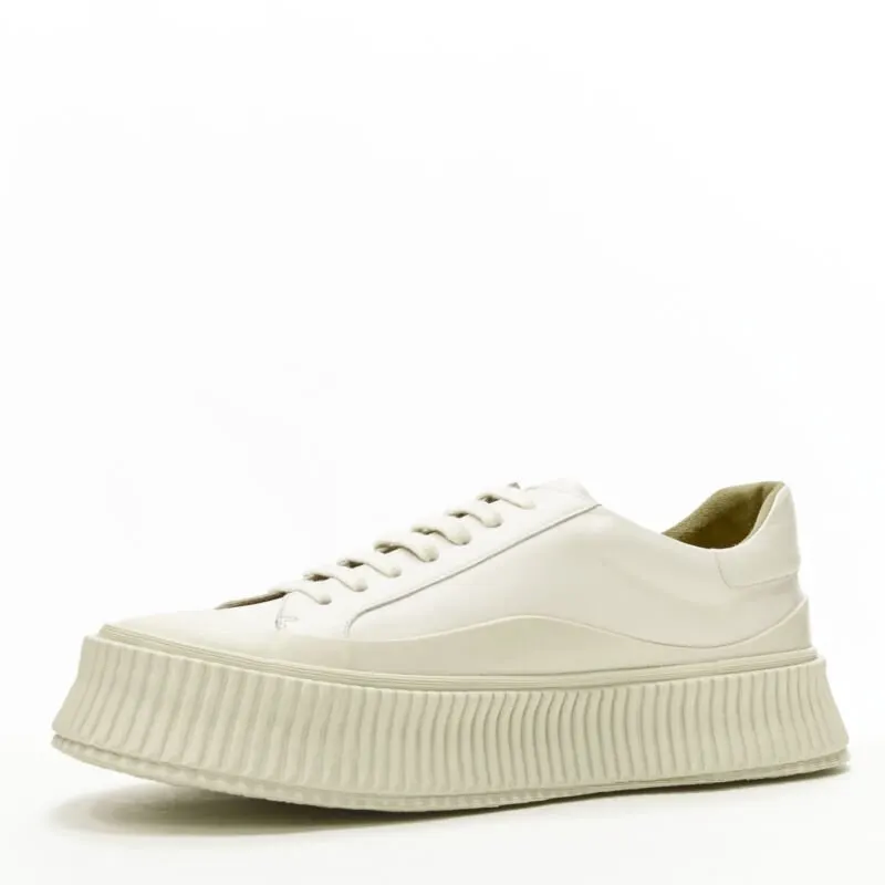 Jil Sander Beige Platform Sneakers Beige Leather Never worn - Model View