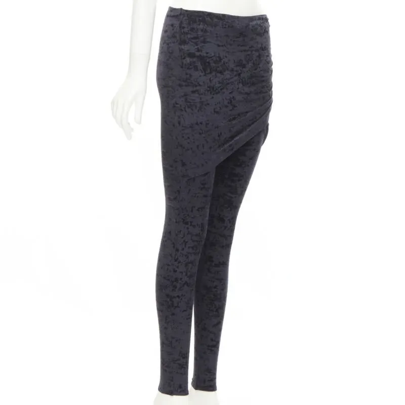 Balenciaga Velvet Draped Leggings Black Velvet Never worn, with tag - Front View