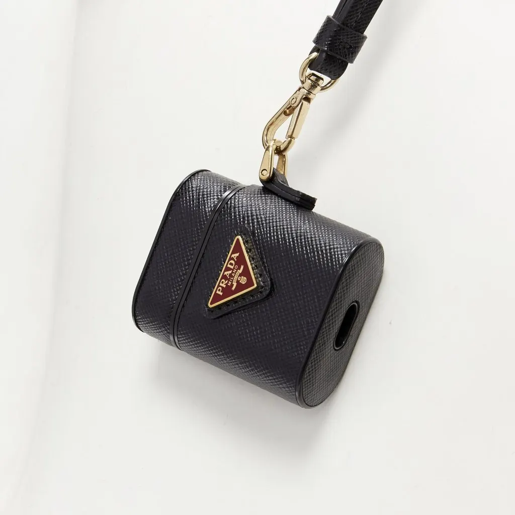 Prada AirPods case Black Leather Never worn, with tag - Back View