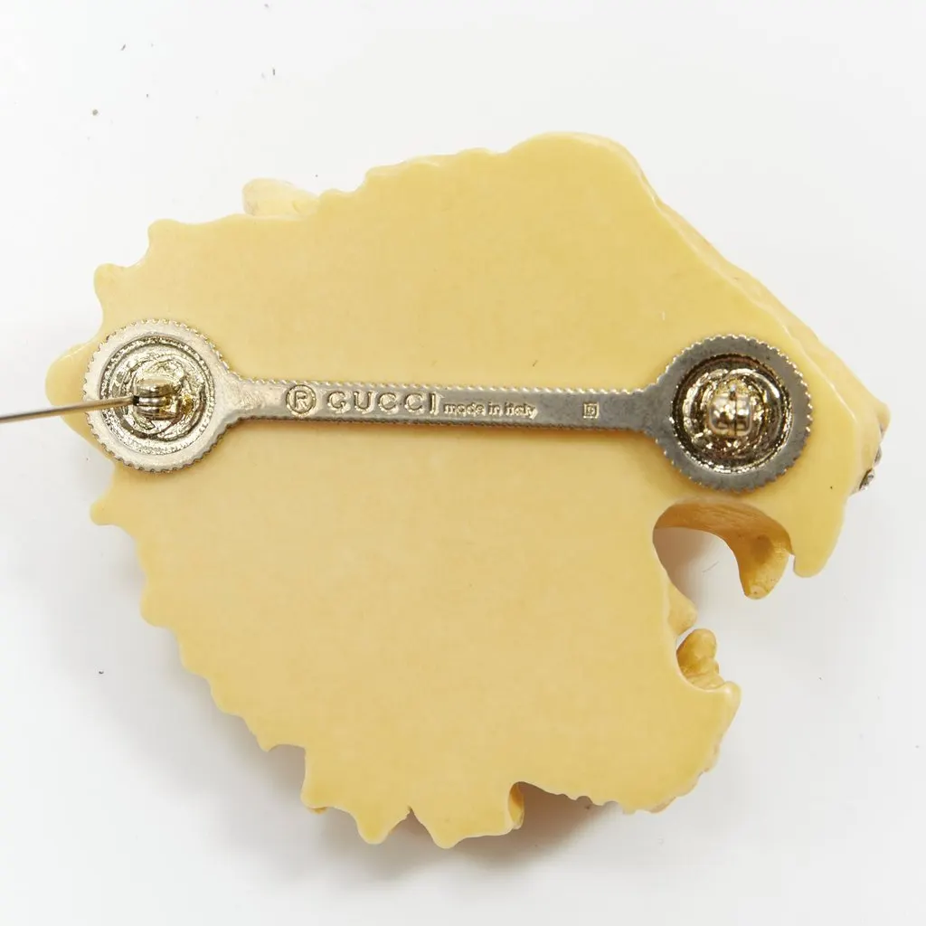 Gucci Tiger Head Pin Ecru Plastic Never worn - Inside View