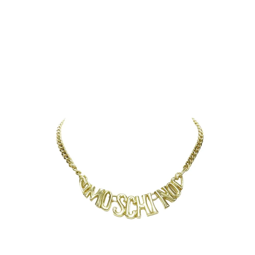 Moschino Logo Heart Necklace Gold Very good - Front View