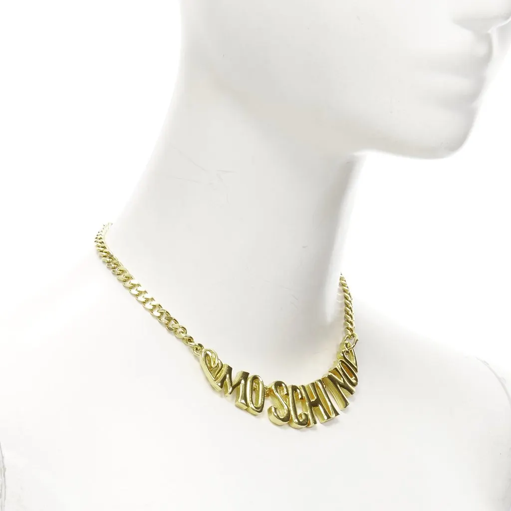 Moschino Logo Heart Necklace Gold Very good - Back View