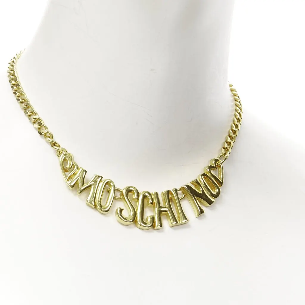 Moschino Logo Heart Necklace Gold Very good - Box View